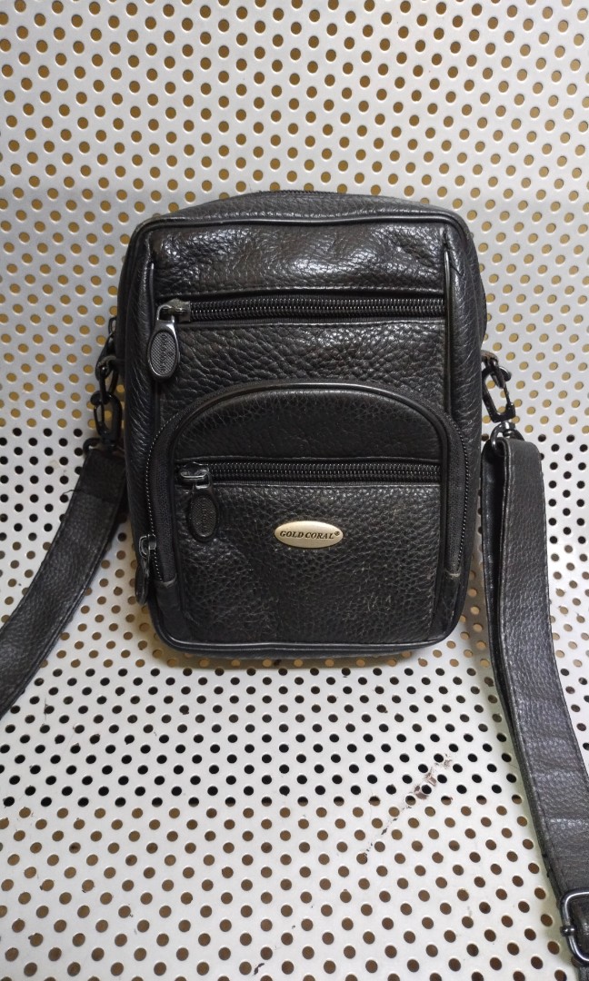GOLD CORAL GENUINE LEATHER CELLPHONE SLING BAG Men s Fashion