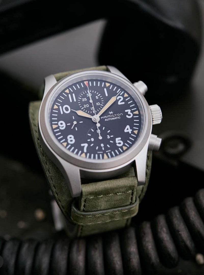 港行有保Hamilton Khaki Field Auto Chromo H71706830 IWC MIDO LONGINES 軍錶, 名牌,  手錶- Carousell