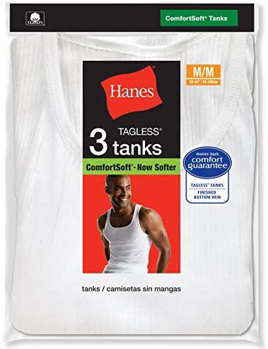 Hanes Tagless 3 Pack Tanks White, Men's 
