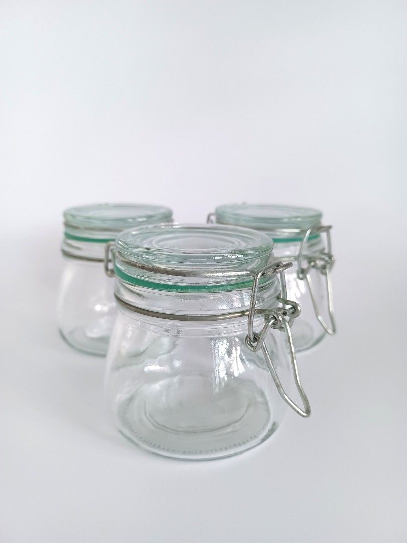 IKEA glass jars with green rubber seal, Furniture & Home Living