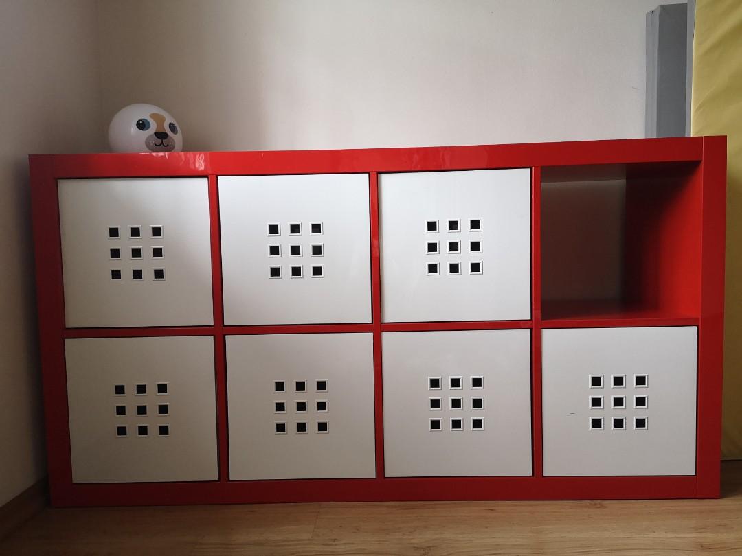 Ikea kallax 8 cube Red shelf unit with 7 storage boxes, Furniture & Home Living, Furniture