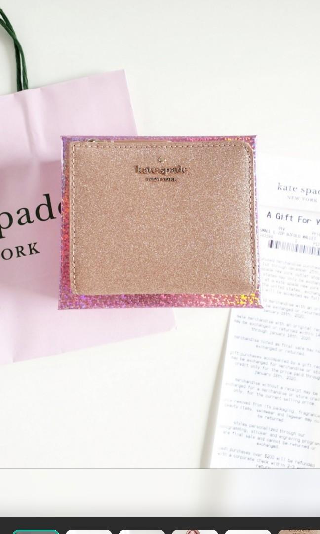 Kate spade glitter wallet rose gold outlet