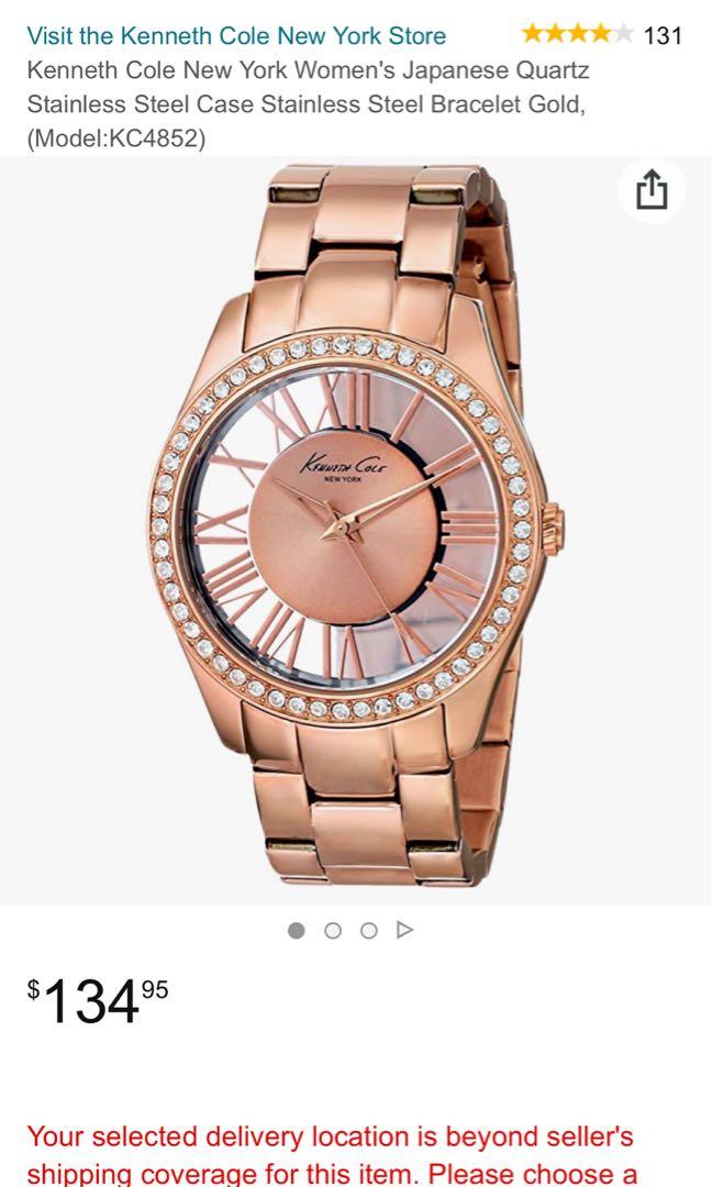 Kenneth Cole rose gold transparent watch Women s Fashion Watches