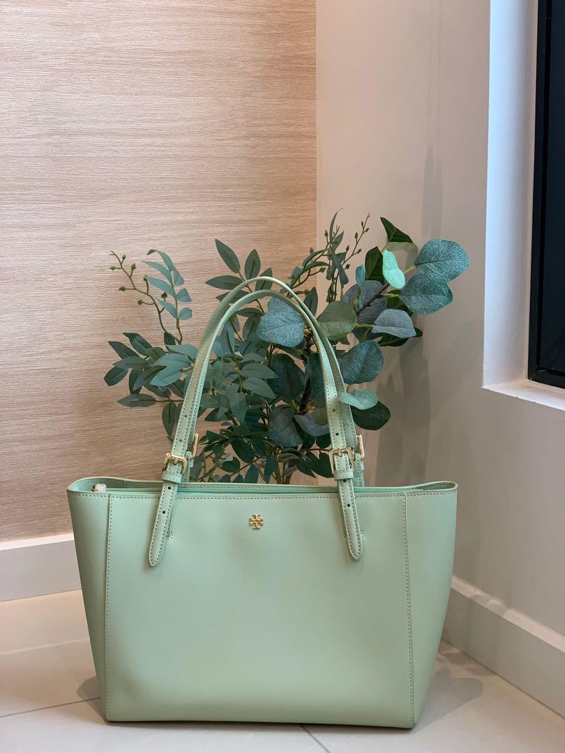 Authentic KEPT UNUSED Tory Burch mint green York Tote, Luxury, Bags &  Wallets on Carousell