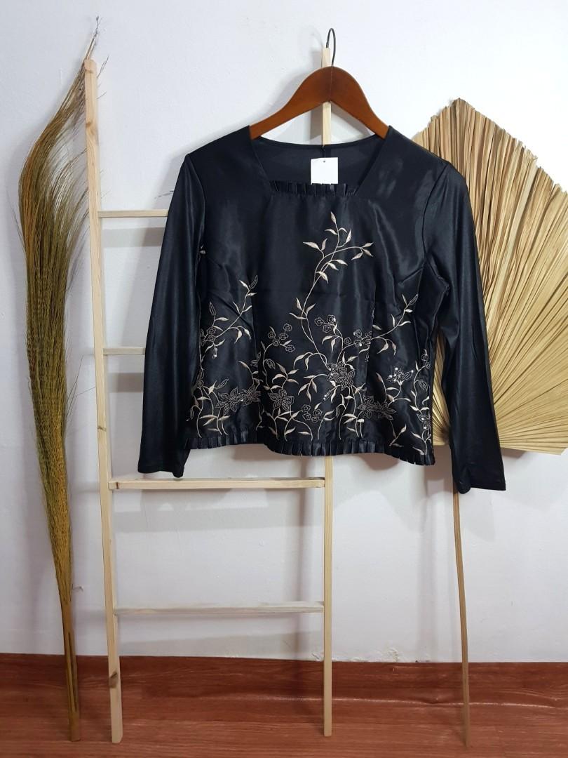 KOREAN SILK BLOUSE SIZE M, Fesyen 