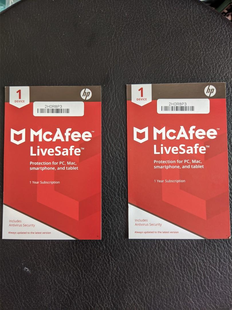McAfee LiveSafe 1 Year subscriptions, Computers & Tech ...