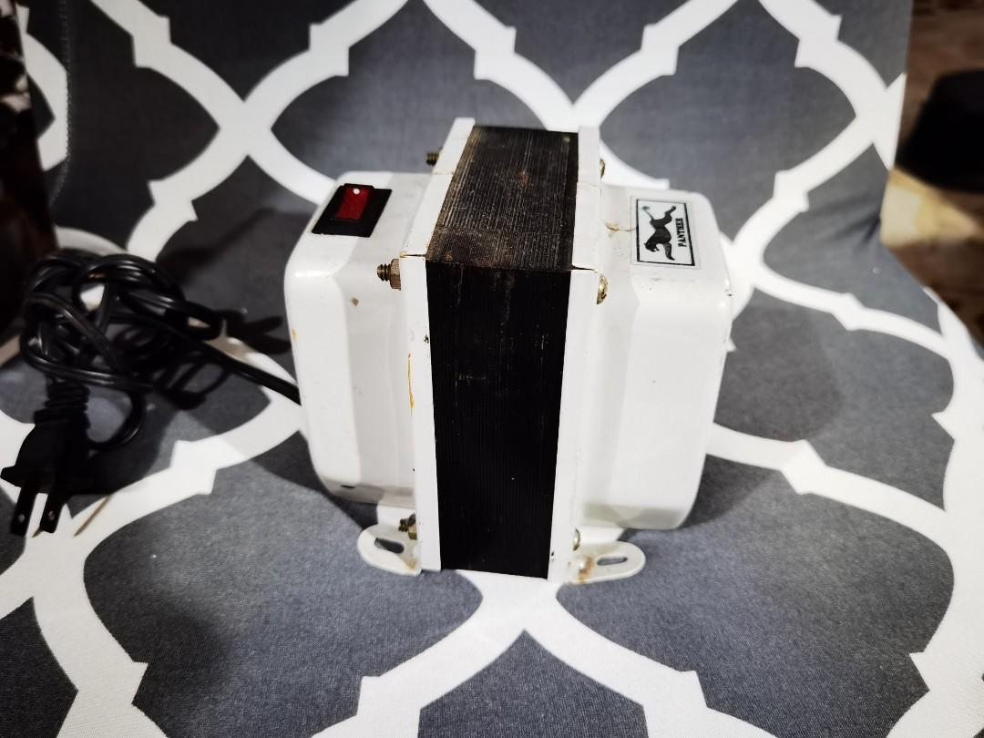 Panther Step Down Transformer 500W, Output 110V (Category: Electrical, Adaptors & Sockets) located in Las Pinas. Submitted by erik08 (Listing ID 1145942261, Image 1). Description: Panther 500w transformer Model: 500W-110V SA Technical Specification Phase: Single Phase Max. Capacity: 500W Input: 220V AC Output: 110V AC Frequency: 60 Hz Type: Auto Features Include One outlet (1: 110V) One on/off switch, which will allow you to save power without pl