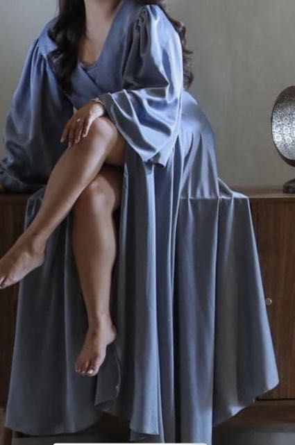 Plus Size Bridal Robe Blue Women s Fashion Undergarments Loungewear on Carousell