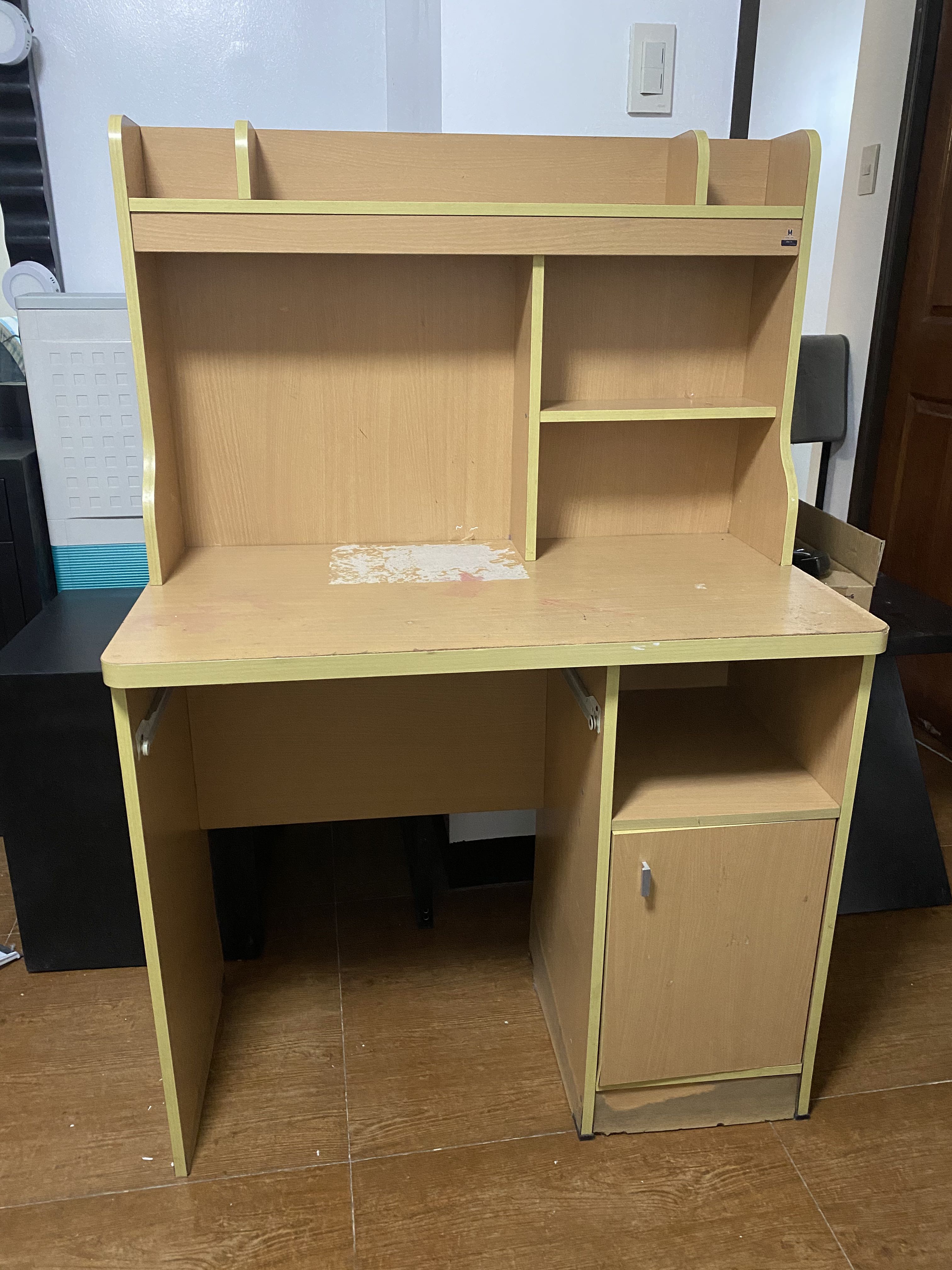 Preloved Computer/study desk with divisions caninet, Furniture & Home ...