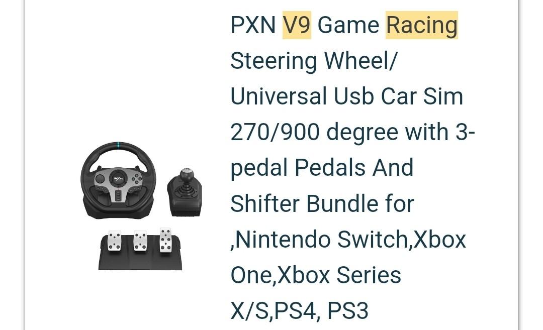 PXN V9 PC Steering Wheel with 3-pedal Pedals And Shifter Bundle Universal  Usb Car Sim 270/900 degree Race Steering Wheel Compatible with PS4, PS3,  Xbox One, Xbox Series X/S, PC,Switch : 