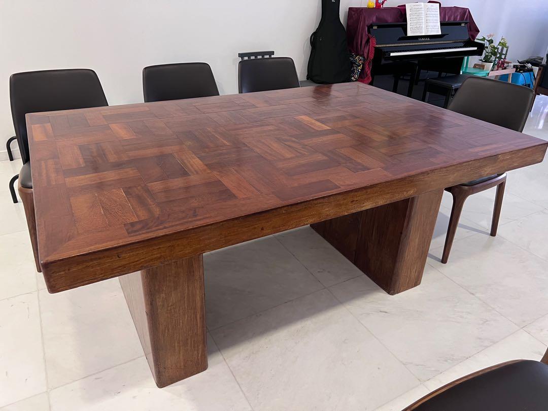 Rare Tanzania Solid African Teak Wood Dining Table 1948, Furniture