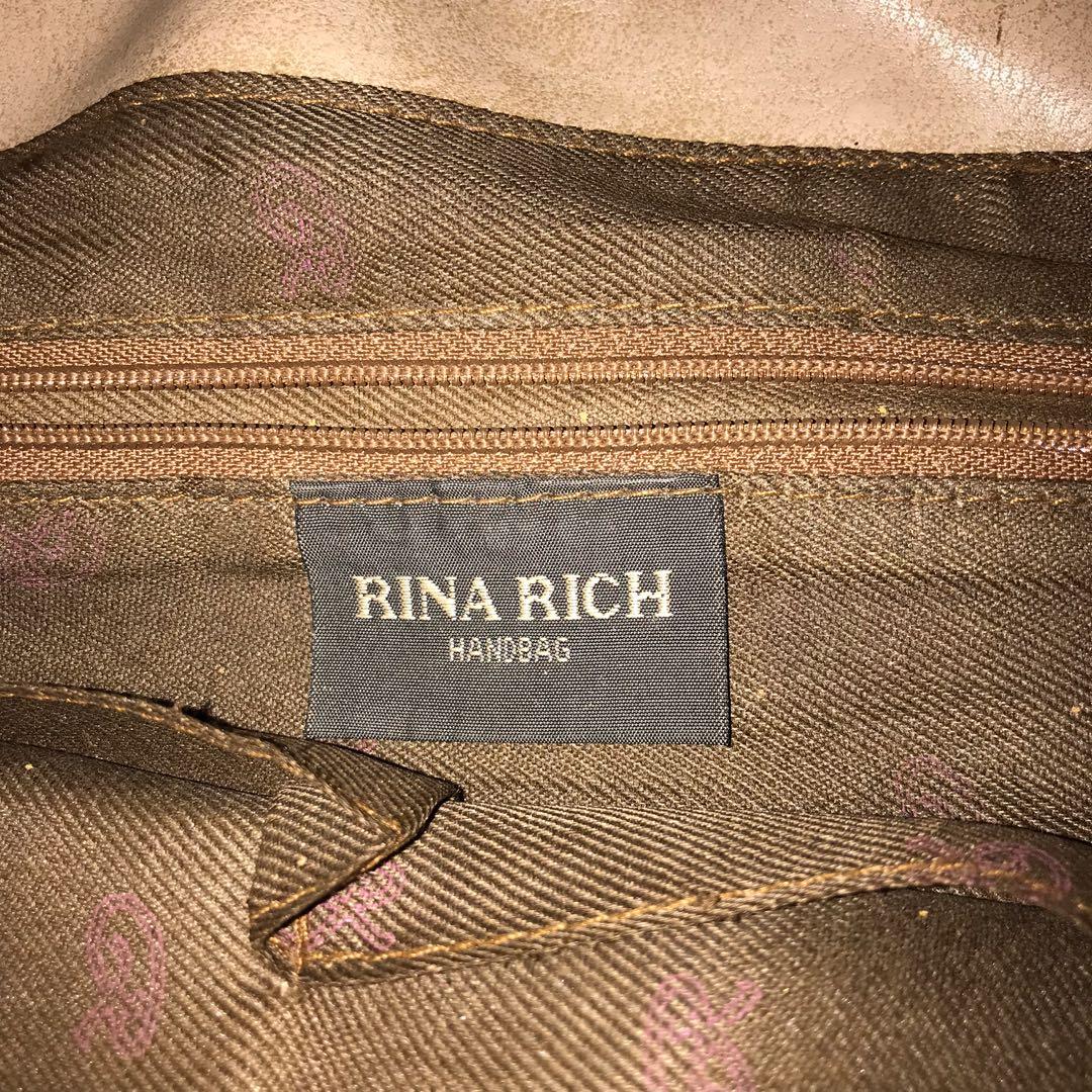 Rina Rich Handbag Authentic Shoulder bag hand bag Leather Brown Pre loved preloved used