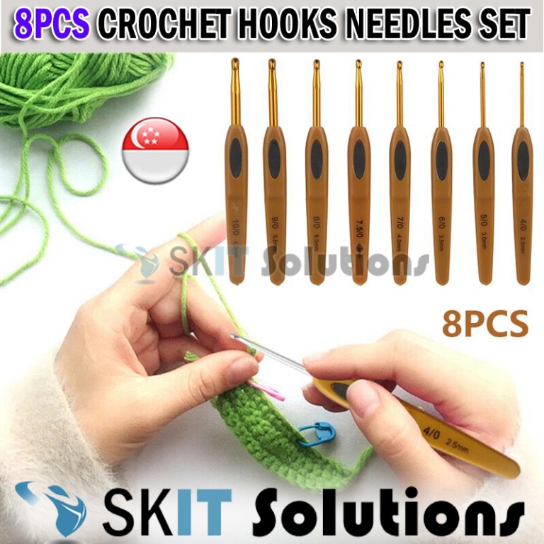 【SG Seller】8Pcs Crochet Hooks Needles Yarn Weave Knit Kit