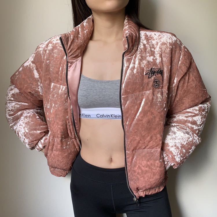 Calvin klein hotsell velvet puffer jacket