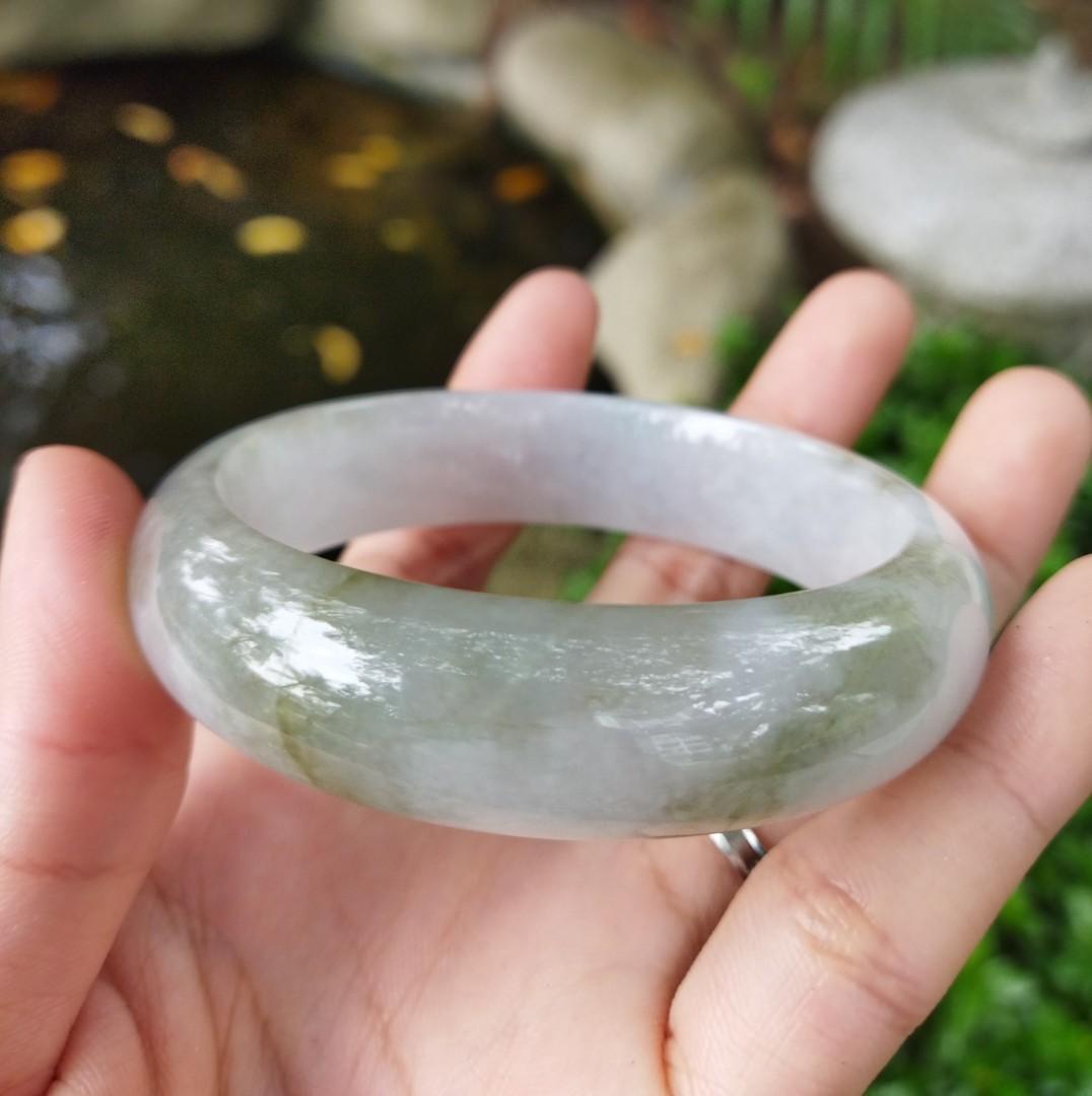 Type A icy white translucent Jadeite Jade bangle size 57mm