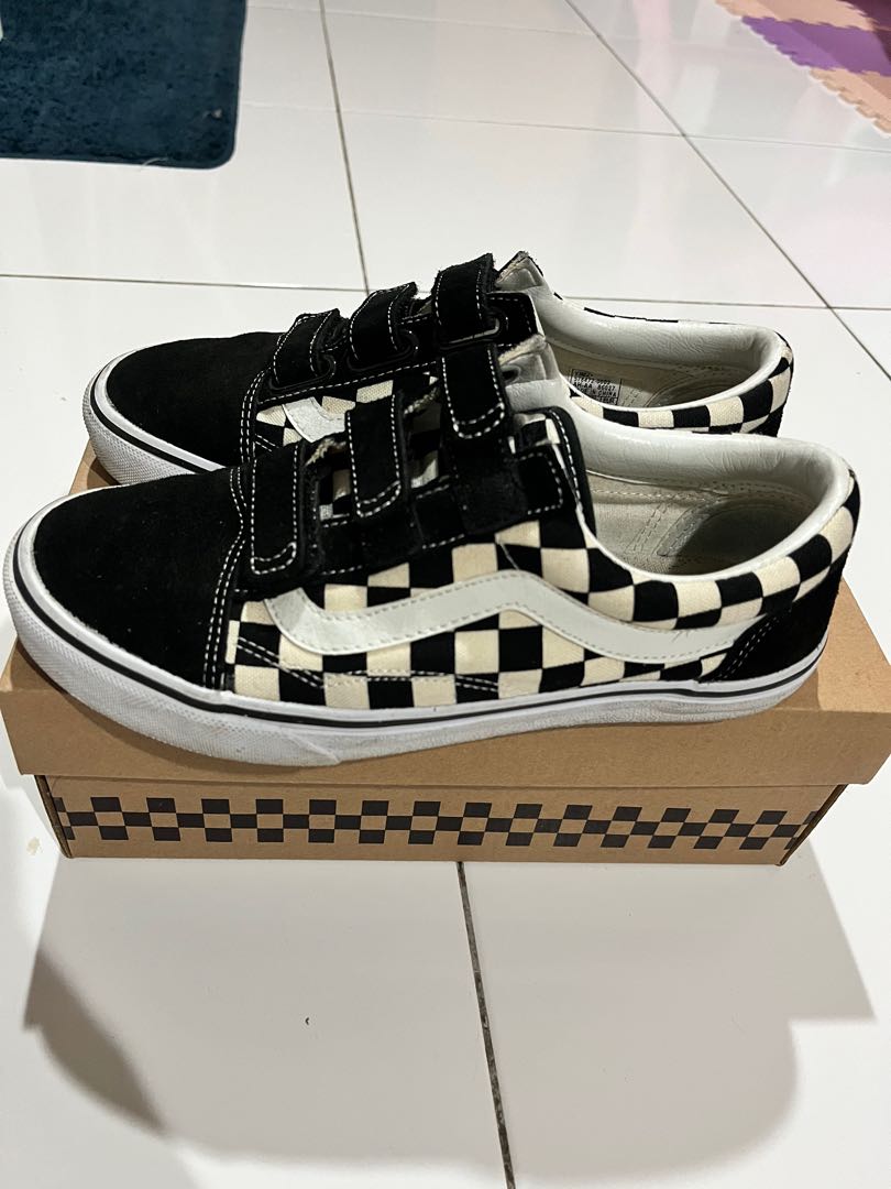 vans old skool velcro checkerboard