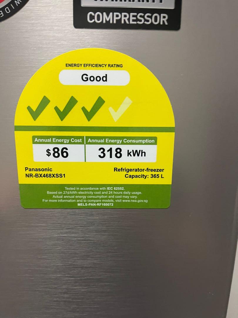 Very new Panasonic 365L refrigerator / fridge, TV & Home Appliances