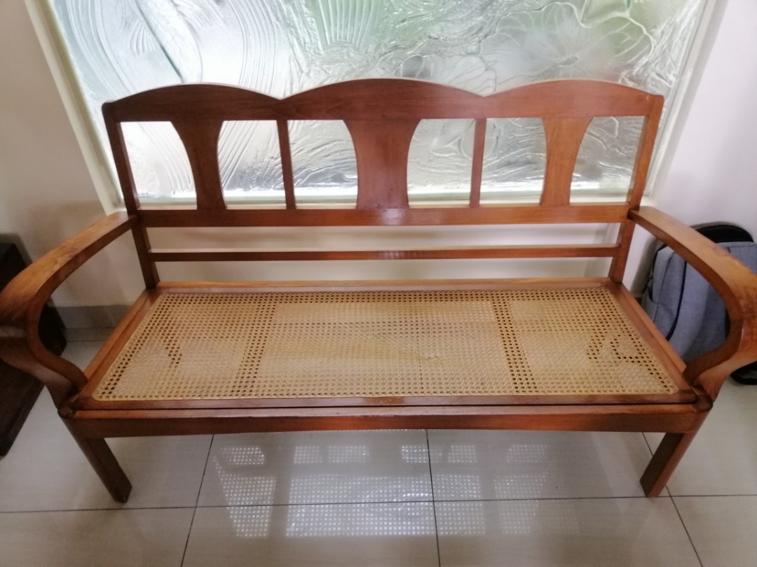 Vintage Burmese teak Wood bench, Furniture & Home Living, Furniture, Chairs on Carousell