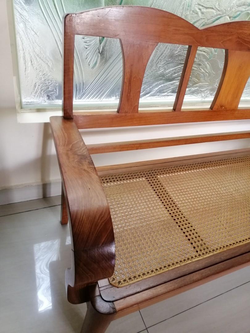 Vintage Burmese teak Wood bench, Furniture & Home Living, Furniture, Chairs on Carousell