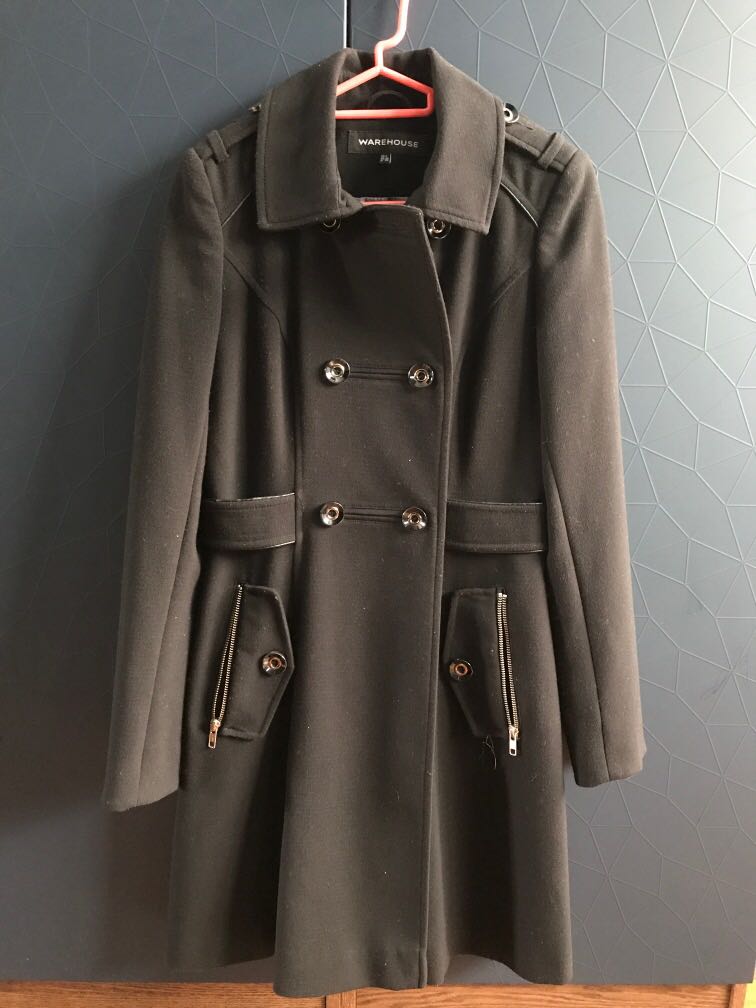 Warehouse Black Trench Winter Coat