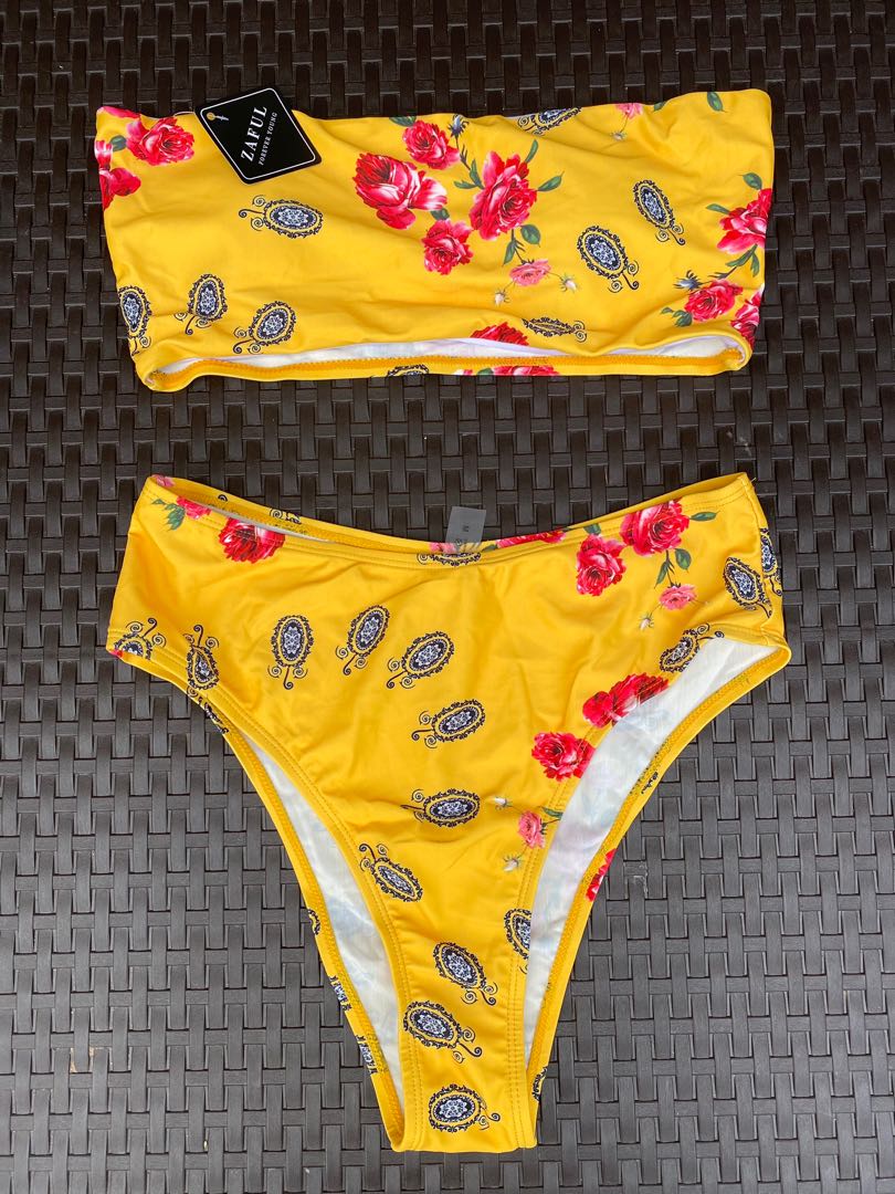 Yellow two piece swimsuit (Shein), Women's Fashion, Swimwear, Bikinis & Swimsuits on Carousell