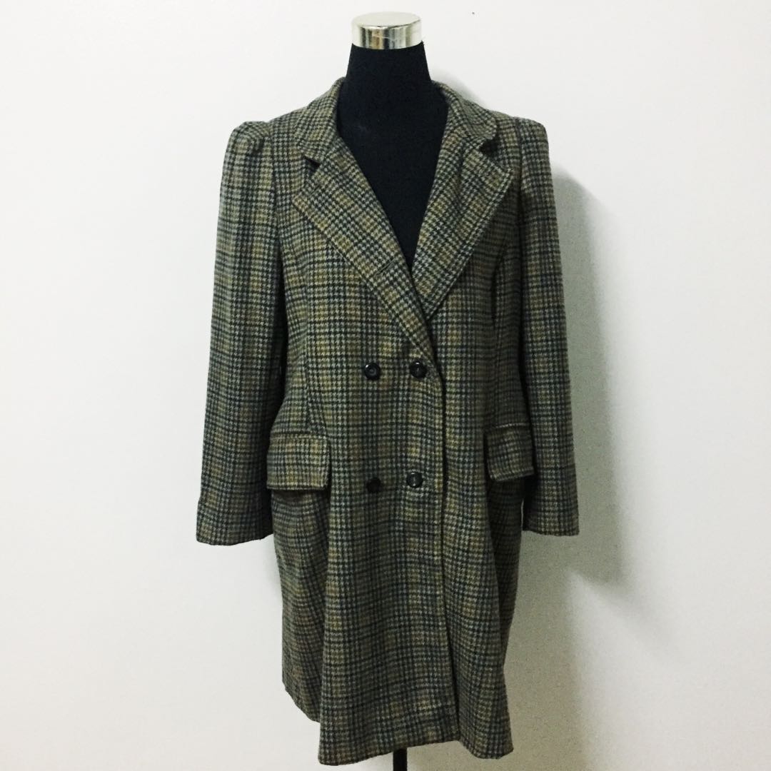 Zara Houndstooth Coat, Women's Fashion, Coats, Jackets and Outerwear on Carousell