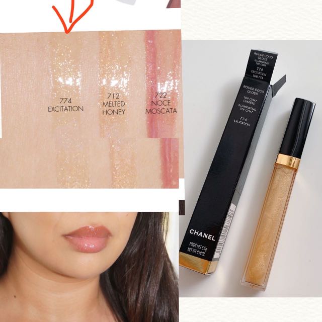 $150 chanel lip gloss rouge coco top coat #774 excitation lip