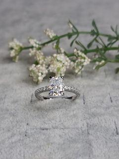 14K White Gold Wedding Lv Ring Her Round Diamond 1.50Ct Lab-Created Cluster  VVS1