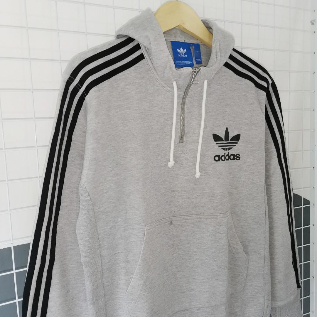 Adidas trefoil sale half zip hoodie