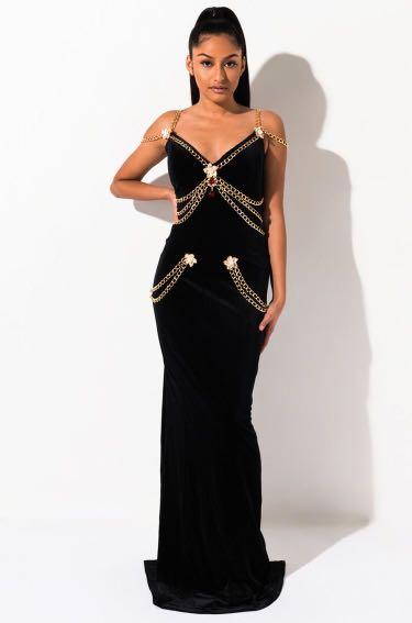 AKIRA Call me donatella chain dress, Women's Fashion, Dresses & Sets,  Evening dresses & gowns on Carousell