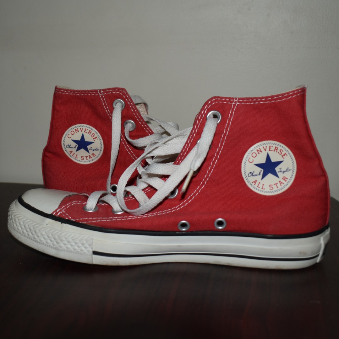 Authentic Chuck Taylor Red High cut Converse, Women's Fashion, Footwear ...