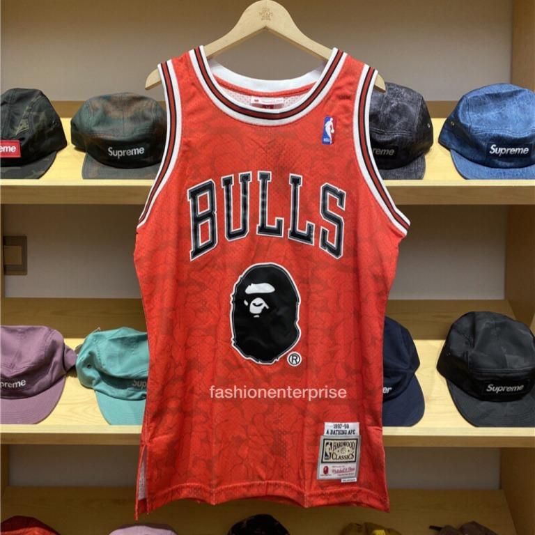 BAPE x Mitchell & Ness Bulls ABC Red Basketball Swingman Jersey