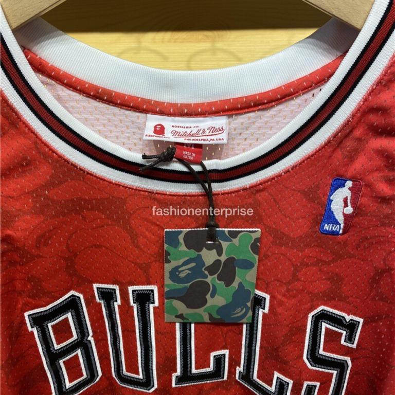 Bape x Mitchell & Ness Bulls ABC Basketball Swingman Jersey Red