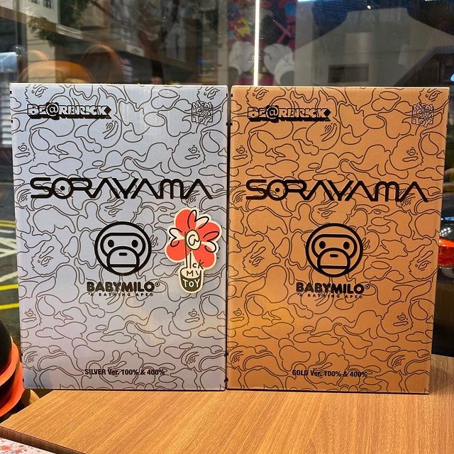 BE@RBRICK SORAYAMA × BABY MILO(R) 100％ & 400％ GOLD Ver./SILVER