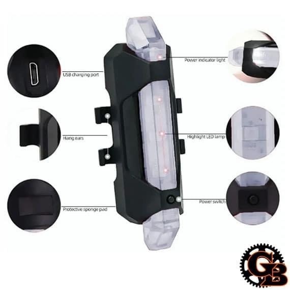 rechargeable led bike tail lamp