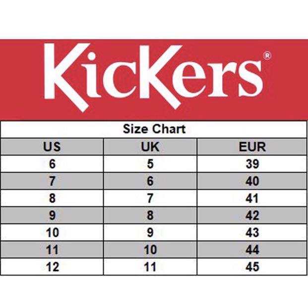 Kickers size sale guide mens