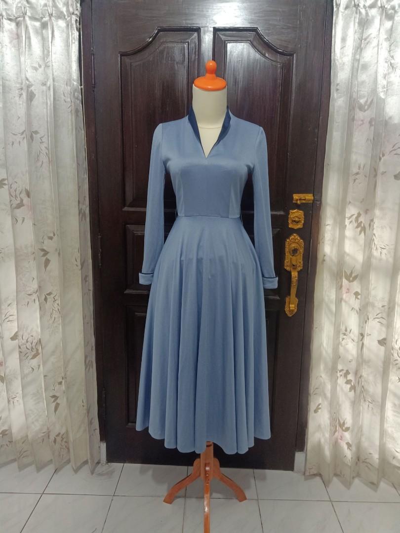 Blue light dress, Fesyen Wanita 