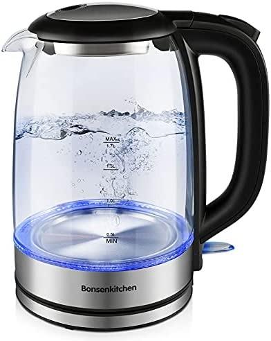1500W Glass Water Kettle Stainless Steel Electric Boiler Heater Home