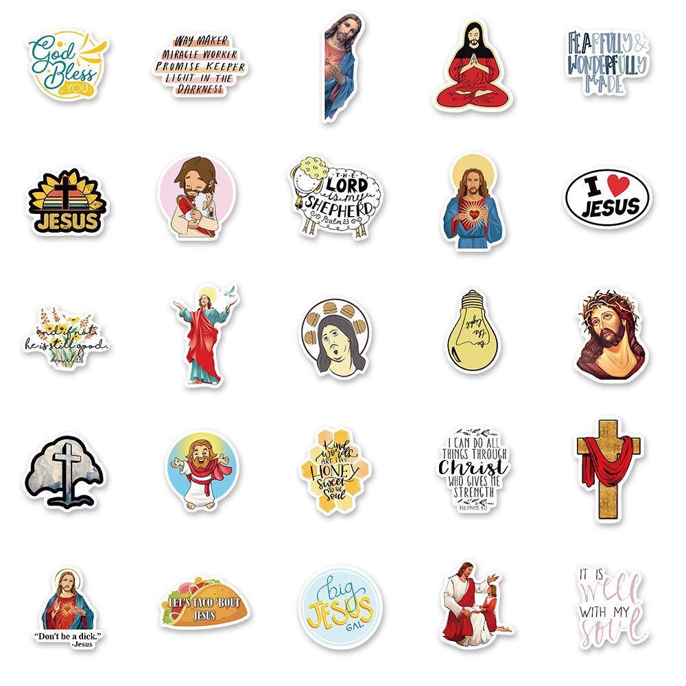 50pcs Bible Stickers Christian Jesus Stickers Bible Verse Stickers  Inspirational Vinyl Waterproof Religious Stickers For Water Bottle  Journaling Lapto