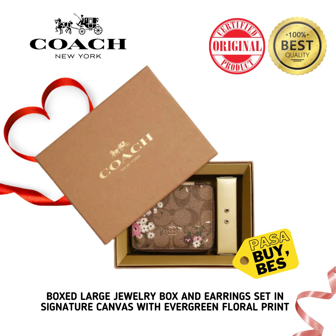 Coach Boxed Large Jewelry Box and Earrings set, Women's Fashion ...