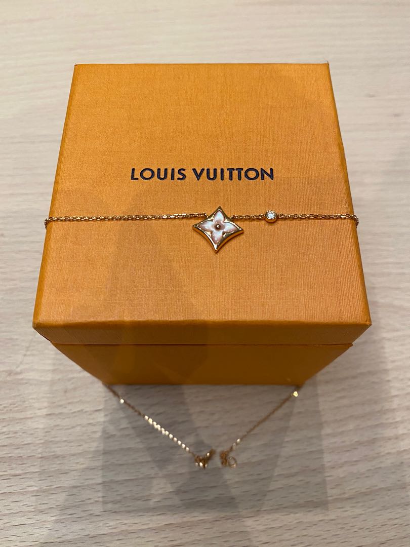 LOUIS VUITTON 18K Pink Gold Diamond Pink Mother of Pearl Color Blossom BB  Star Pendant Necklace 1287570