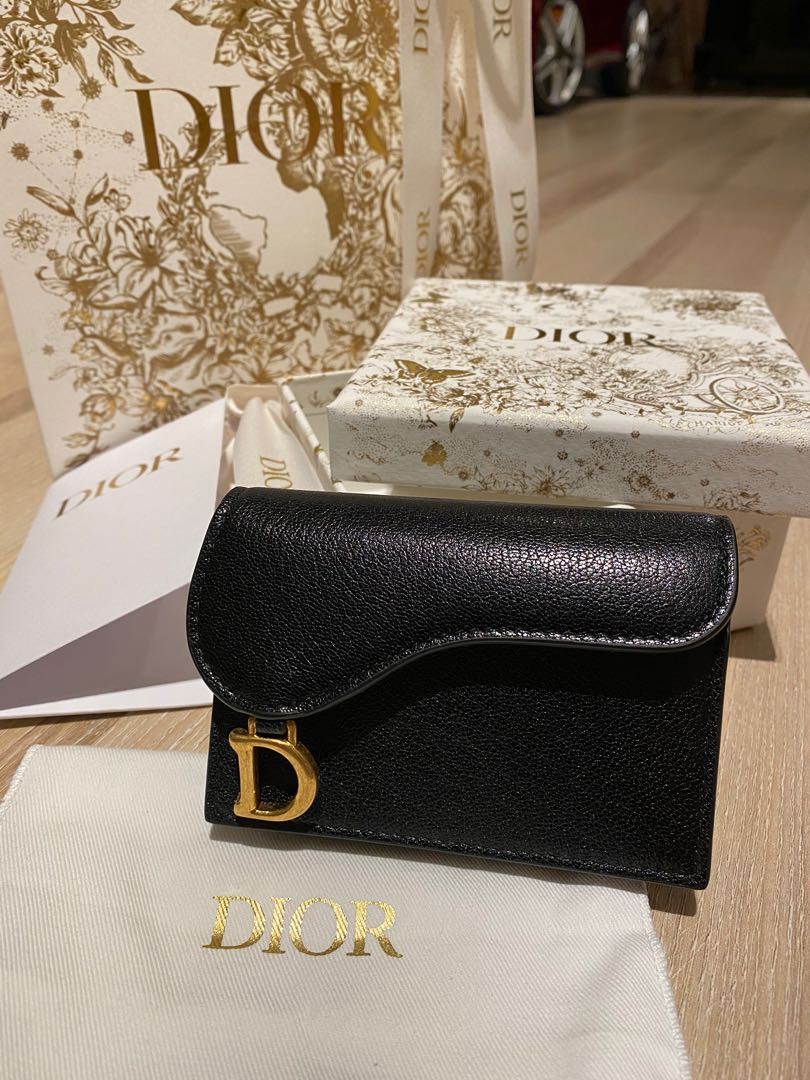 Saddle Flap Card Holder Gray Dior Oblique Jacquard  DIOR
