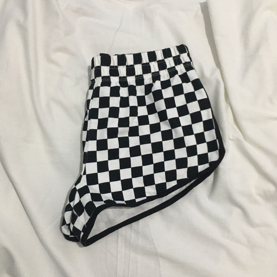 F21 Checkered Booty Shorts, Women's 