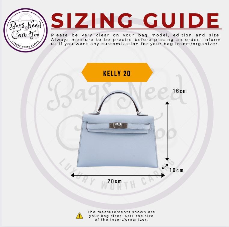 Hermes Kelly 20 bag organiser inner bag insert organizer, Women's