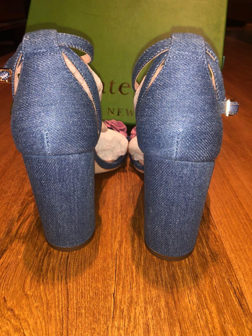 Kate Spade New York Obelie Light blue denim Floral heels Size9US