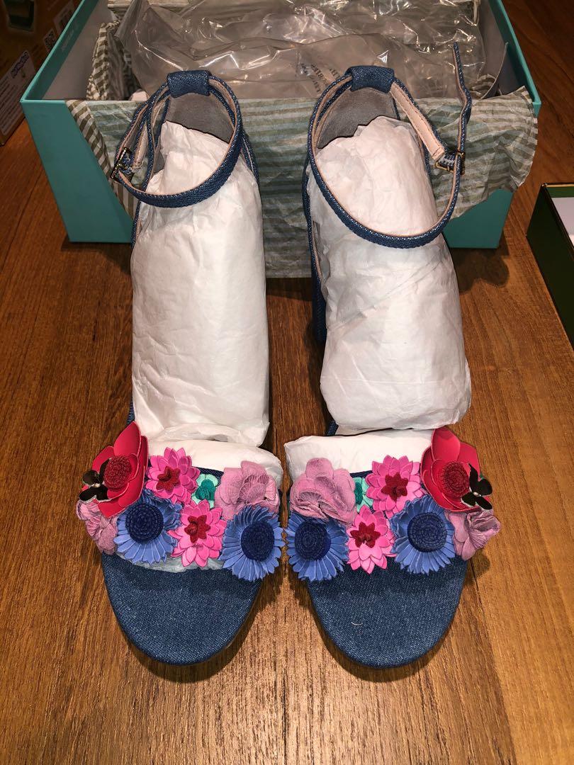 Kate Spade New York Obelie Light blue denim Floral heels Size9US