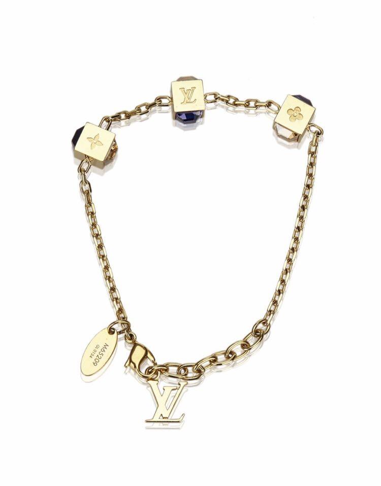 LOUIS VUITTON IN GOLD PLATED LV LOGOS CUBE GAMBLE BRACELET WITH CRYSTALS,  Women's Fashion, Jewelry & Organisers, Precious Stones on Carousell