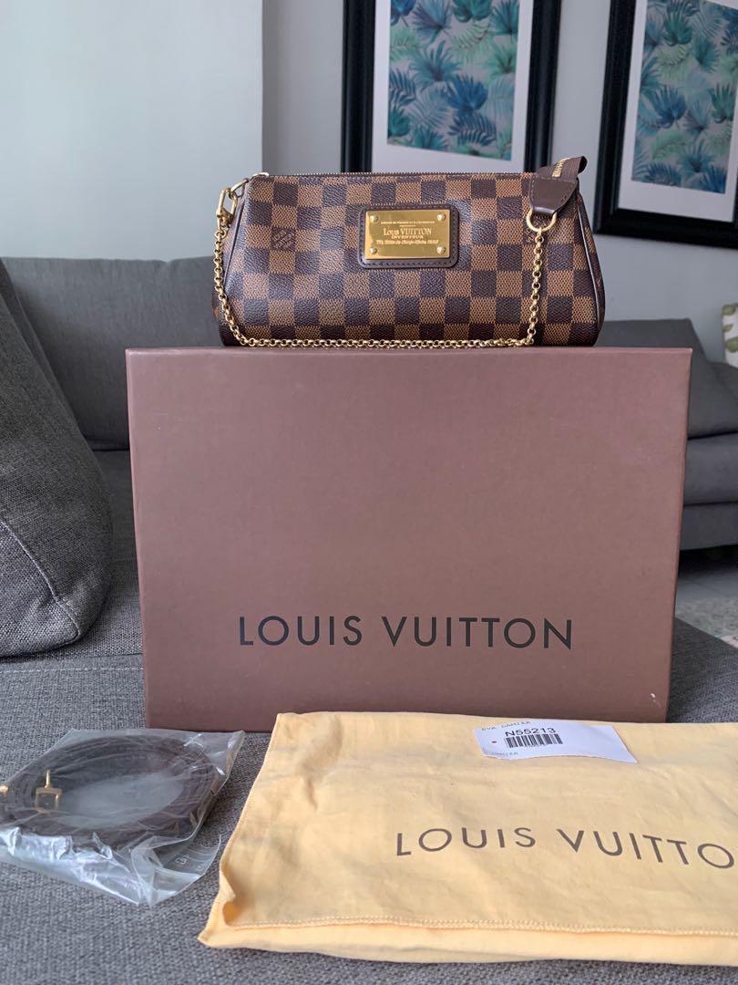 Gently Used Authentic Louis Vuitton Brown Damier Ebene Eva Clutch