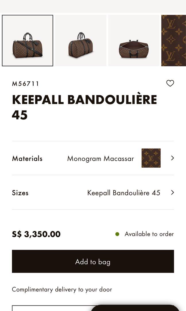 LOUIS VUITTON Monogram Macassar Keepall Bandouliere 45 1303647