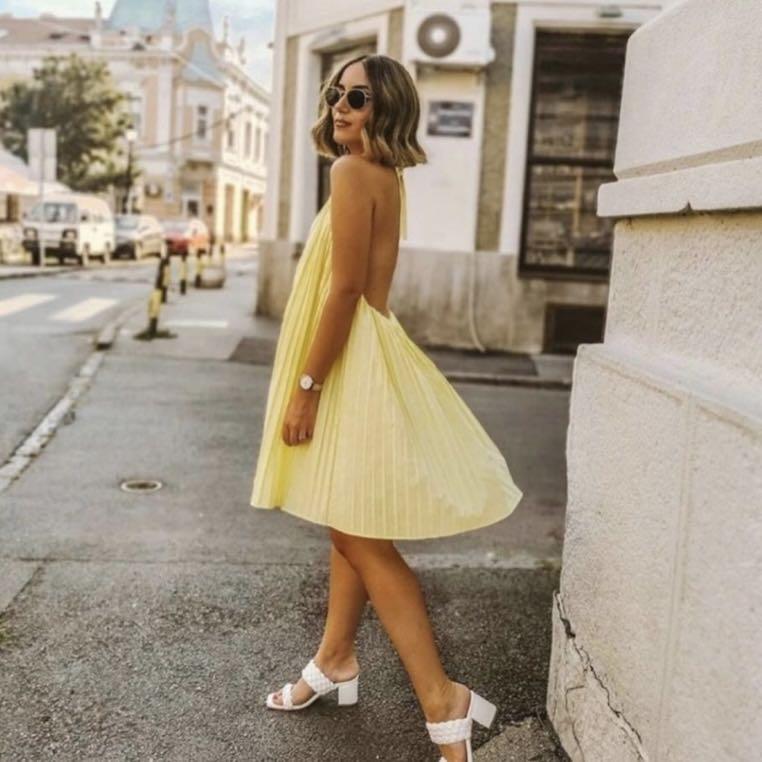 NEW WITH TAG ZARA PLEATED HALTER DRESS 
